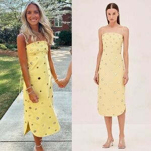 ALEXIS Malia Cotton Midi Dress Yellow NEW with tags